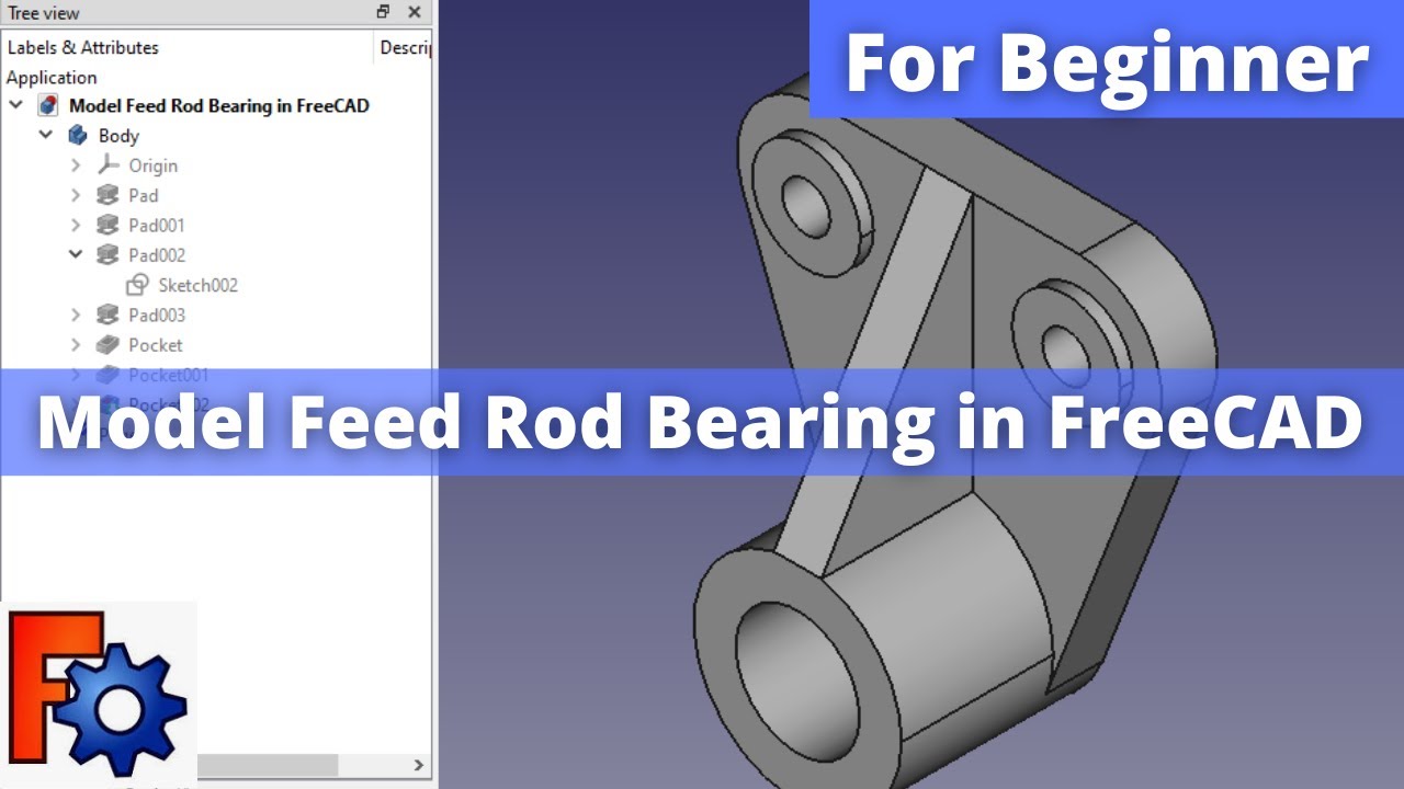 'Video thumbnail for Model Feed Rod Bearing in FreeCAD | FreeCAD Tutorial | FreeCAD Part Modeling |'
