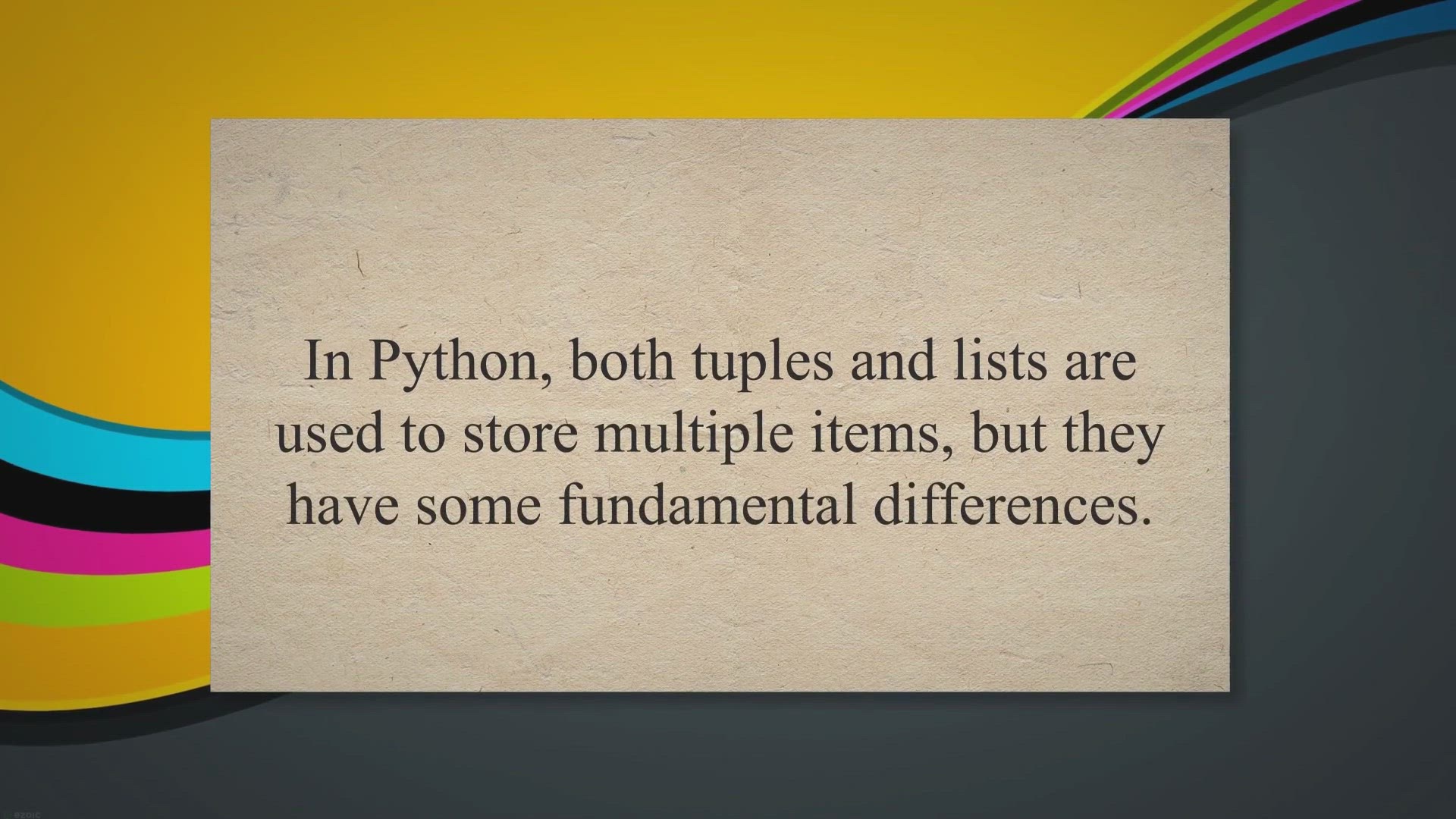 'Video thumbnail for Python Tuple vs List: Understanding the Differences and Best Use Cases'