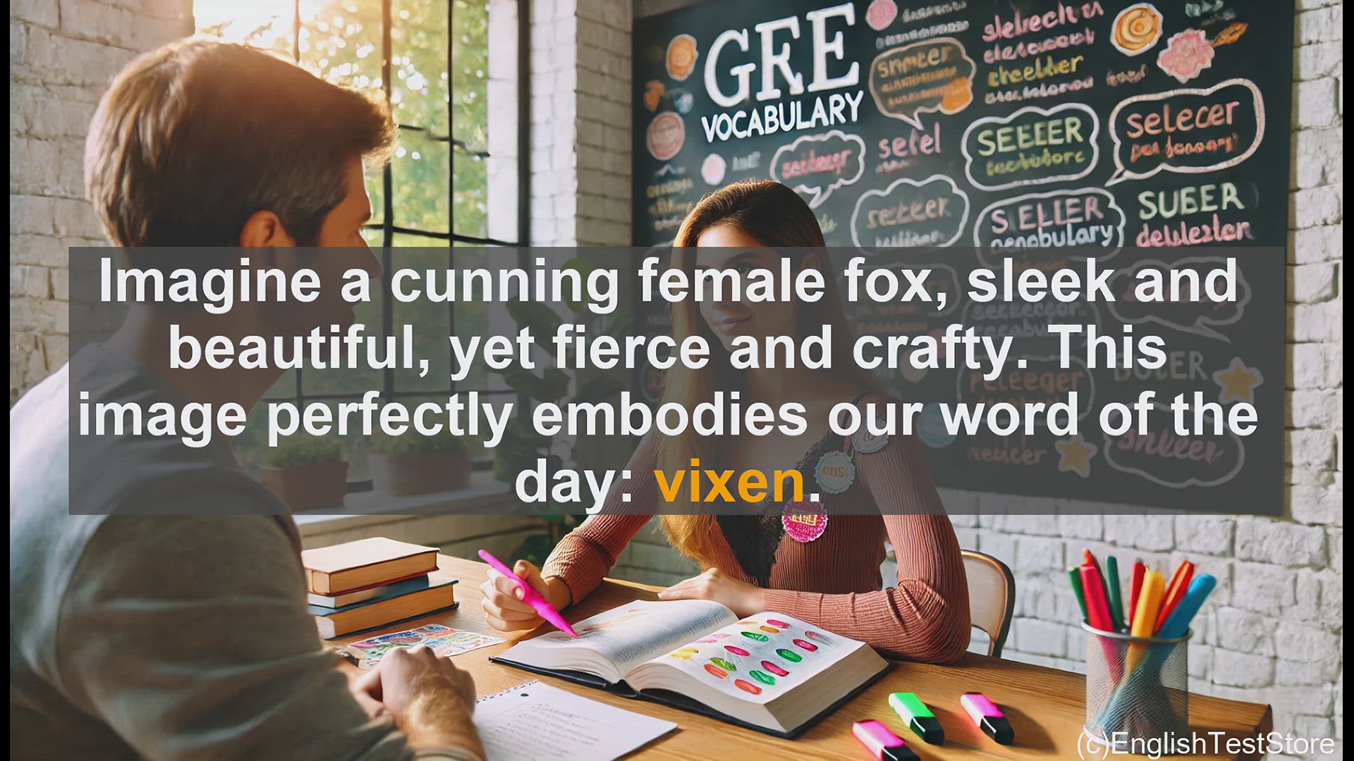 'Video thumbnail for GRE Vocabulary Lesson: Vixen - The Dual Meaning of a Fascinating Word'