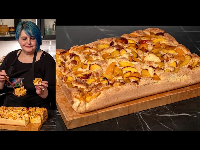Video thumbnail for Prăjitura simplă și pufoasă cu piersici (nectarine, caise) pandișpan FĂRĂ praf de copt Savori Urbane