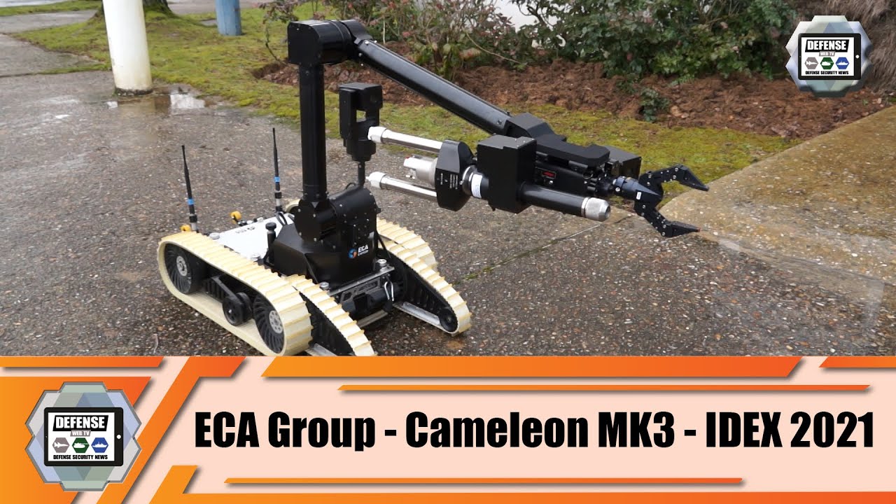 'Video thumbnail for IDEX 2021 ECA Group presents its Cameleon MK3 UGV Unmanned Ground Vehicle French defense industry'