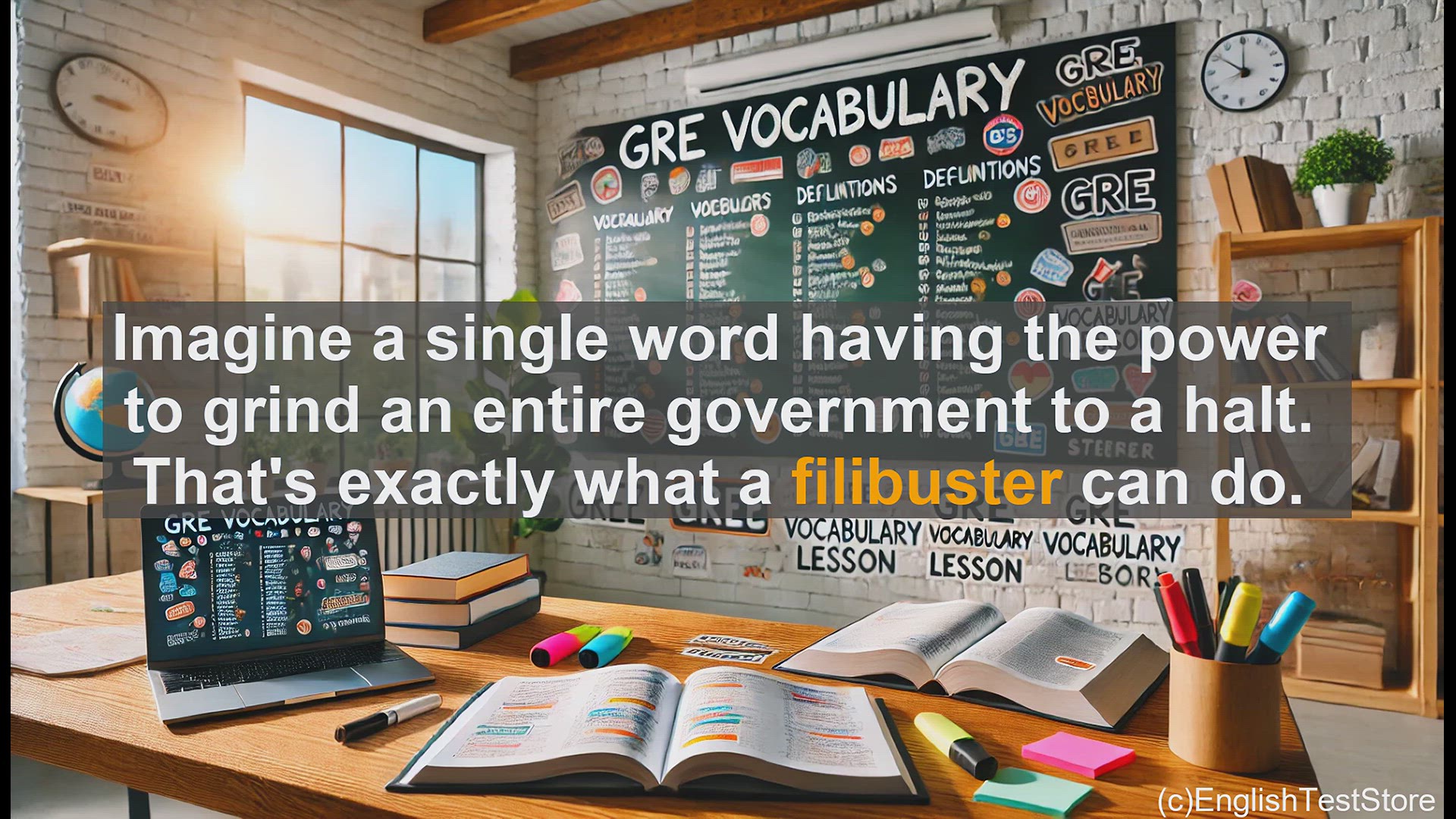 'Video thumbnail for GRE Vocabulary Lesson: The Power of the Filibuster - Exploring a Crucial GRE Vocabulary Term'