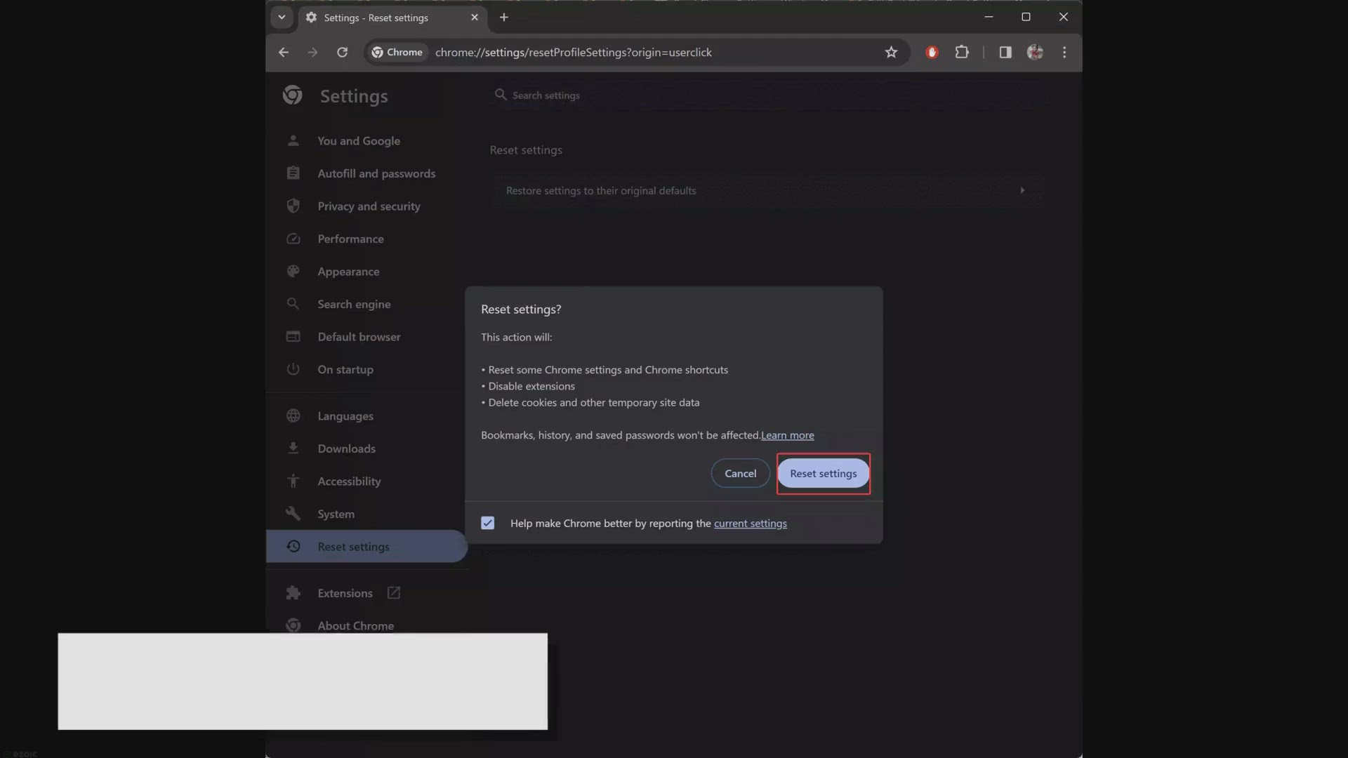 'Video thumbnail for How to Reset Settings to Defaults on Google Chrome on Windows 11 and 10?'