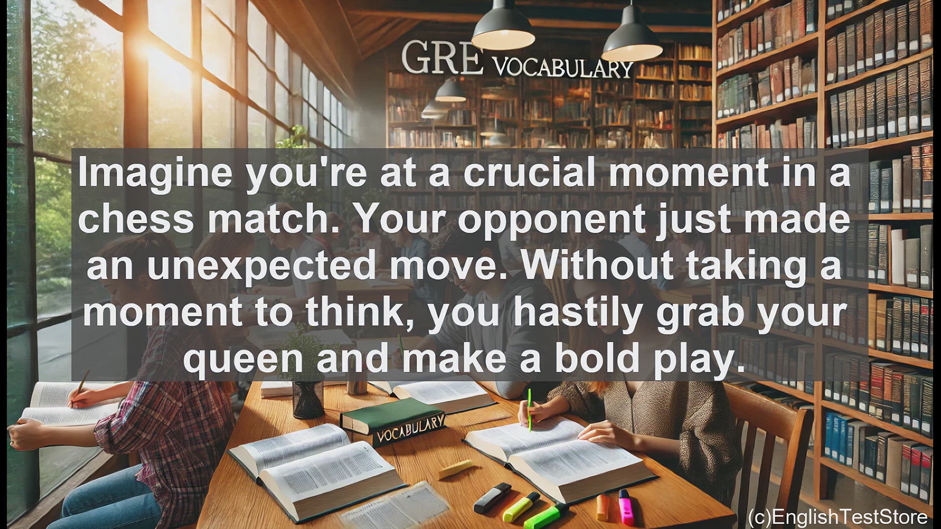 'Video thumbnail for GRE Vocabulary Lesson: Impetuous Chess Move - Rash Decisions in the Heat of the Moment'