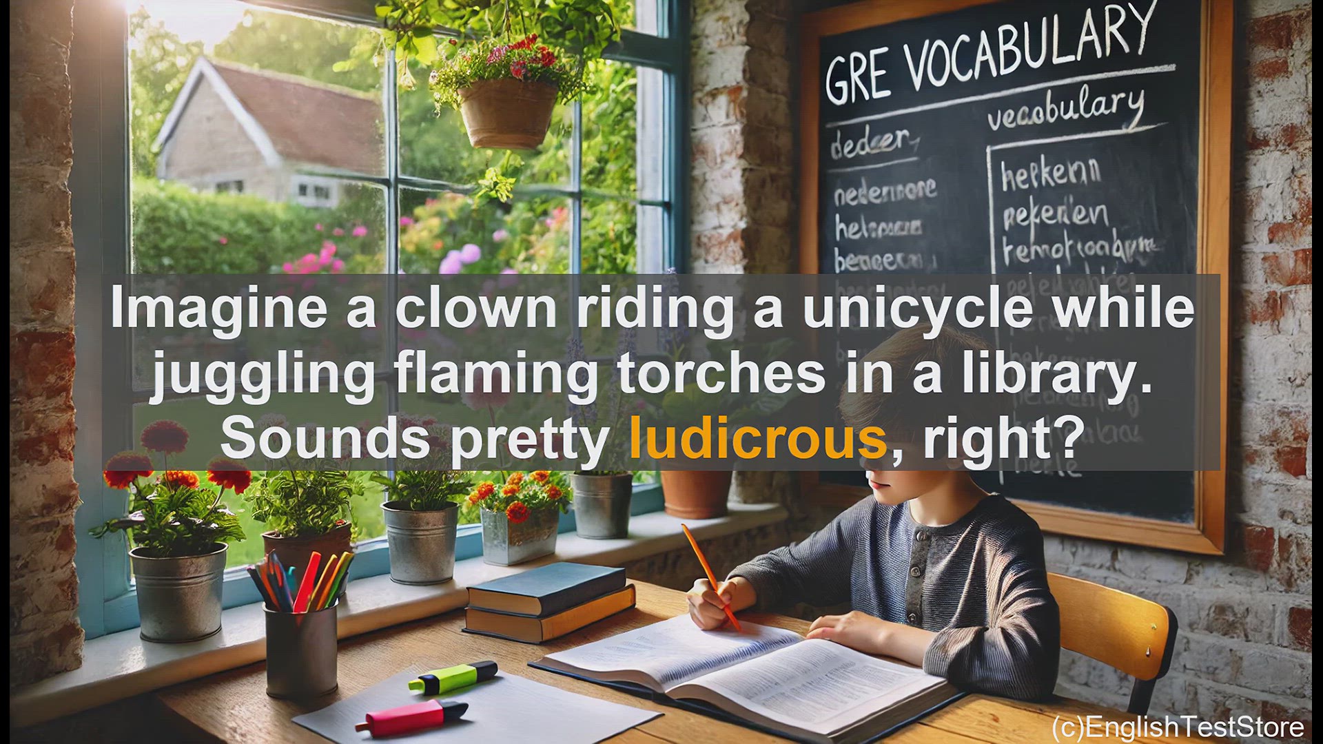 'Video thumbnail for GRE Vocabulary Lesson: Exploring the Absurd - Understanding the GRE Word 'Ludicrous''