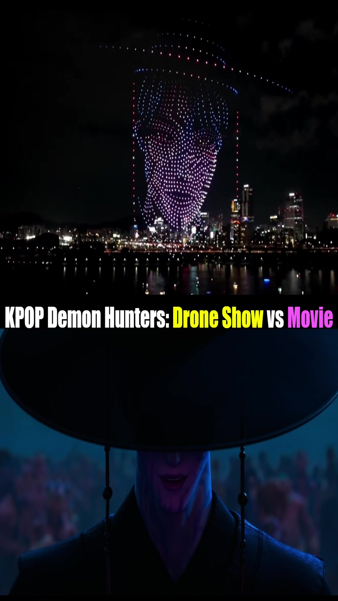 Video thumbnail for β¨π KPOP DEMON HUNTERS: DRONE SHOW VS MOVIE SCENES! β¨π