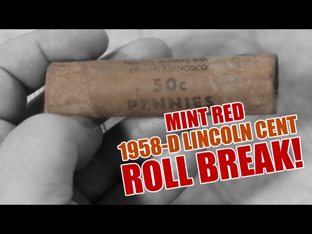 Video thumbnail for 1958-D Lincoln Cent Mint Red Roll Break! #coincollecting