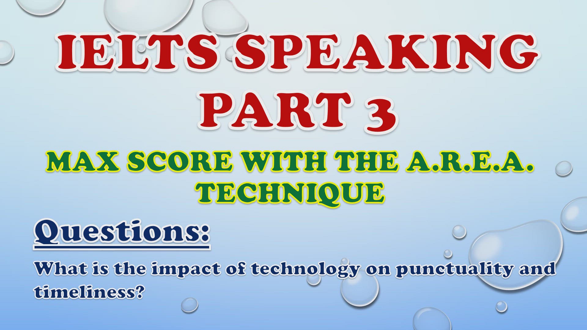 'Video thumbnail for What is the impact of technology on punctuality and timeliness? - IELTS Speaking Part 3'