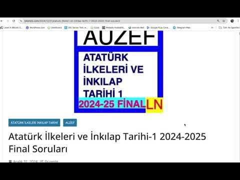 'Video thumbnail for Auzef Atatürk İlkeleri ve İnkılap Tarihi-1 2024-2025 Final Soruları'