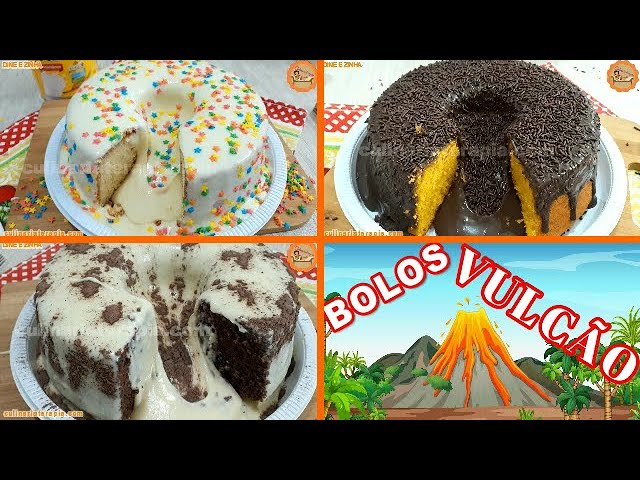 'Video thumbnail for Saboreie essas 3 deliciosas receitas de bolo vulcão super fofinho, muito fácil e rápido de fazer'