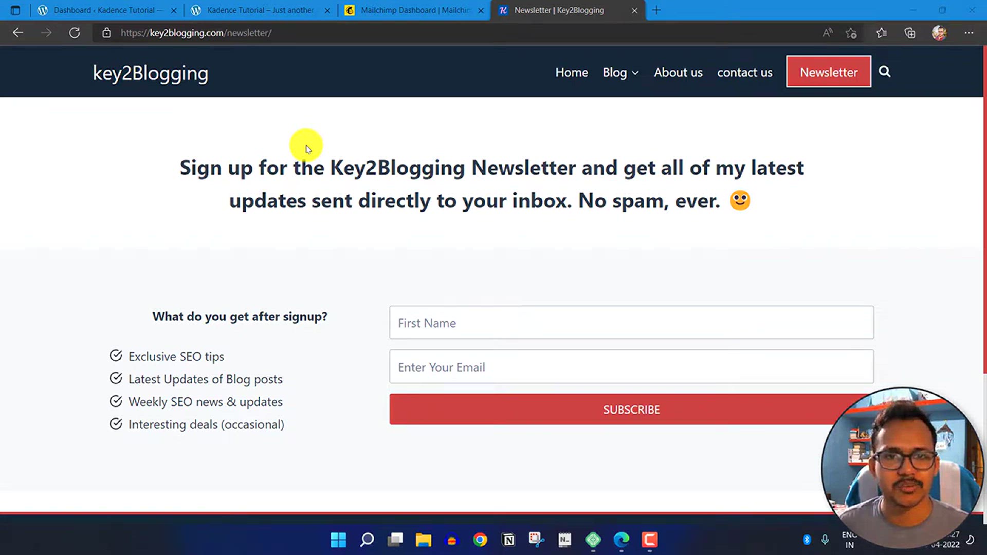 'Video thumbnail for How To Add Email Newsletter Form in WordPress _ Email Signup Form _ Kadence Blocks'