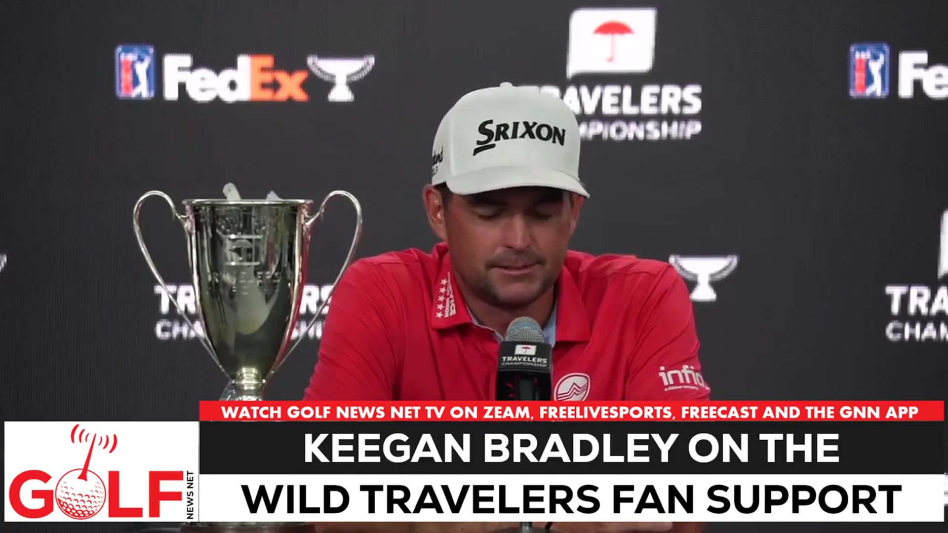 'Video thumbnail for Keegan Bradley marveled at Travelers Championship fan support'