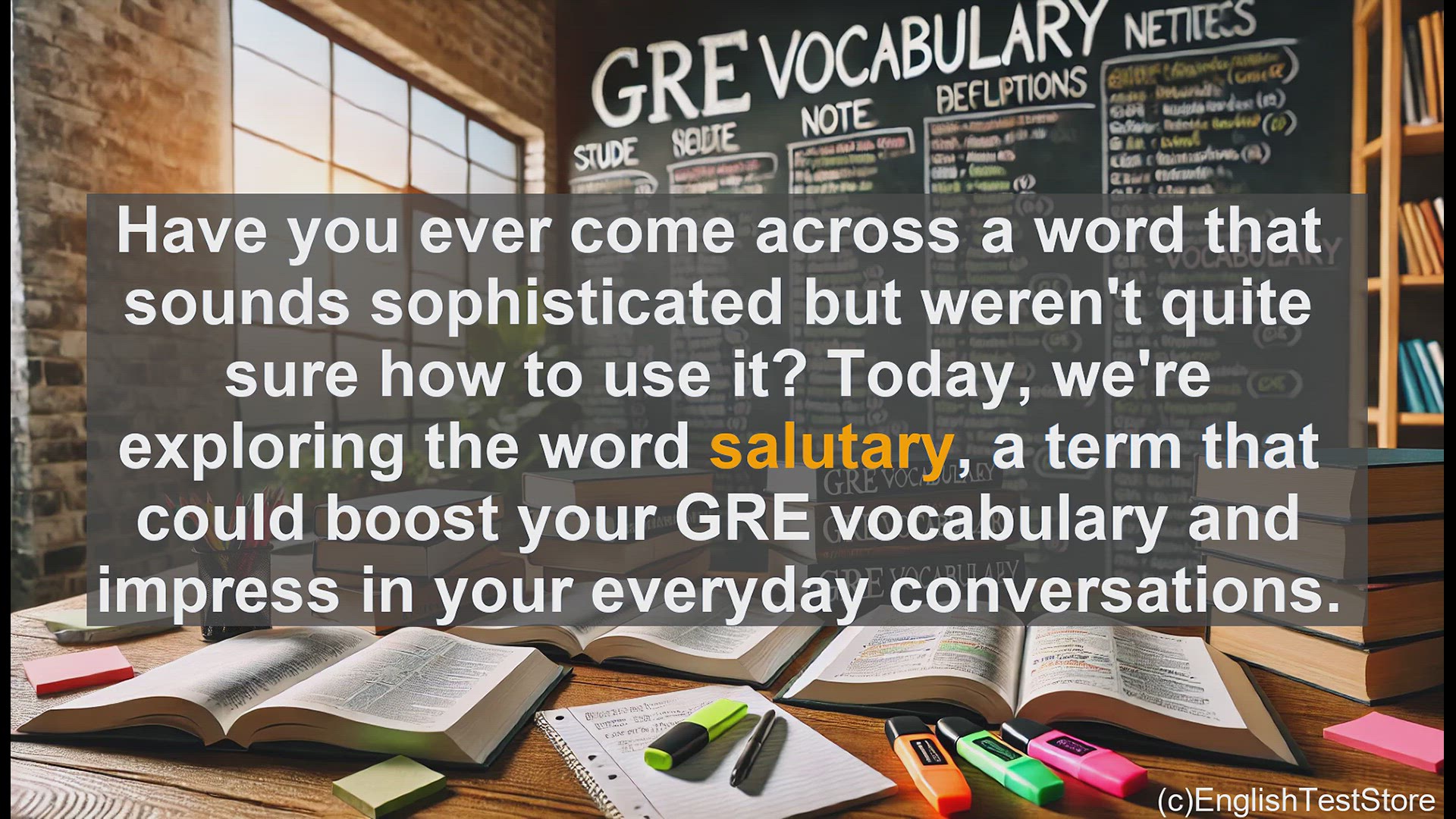 'Video thumbnail for GRE Vocabulary Lesson: Salutary - Boost Your GRE Vocabulary with This Beneficial Word'