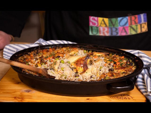 Video thumbnail for Pilaf de pui cu orez și legume, ciuperci, la cuptor. Rețeta de pilaf de orez cu pasăre Savori Urbane