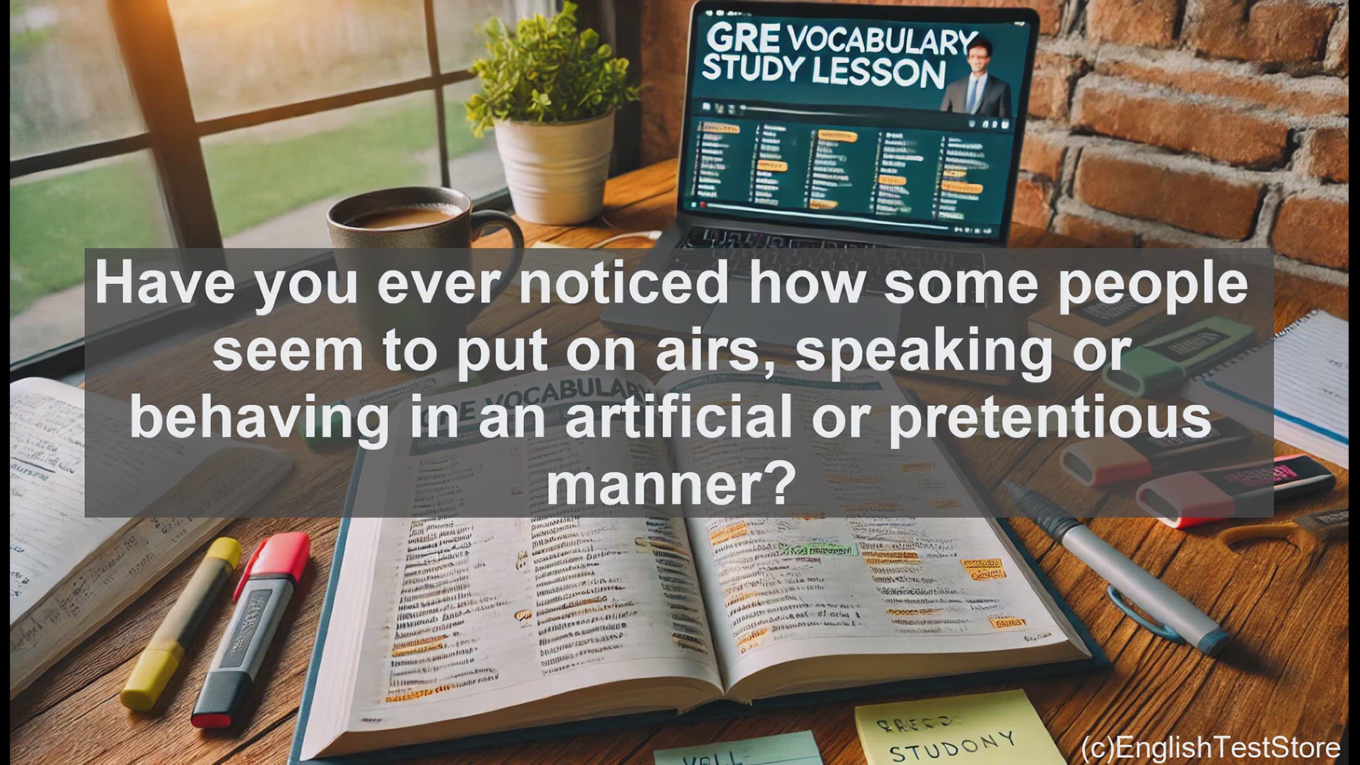 'Video thumbnail for GRE Vocabulary Lesson: Exploring the Meaning of 'Affected' - Artificiality and Pretension in Language'
