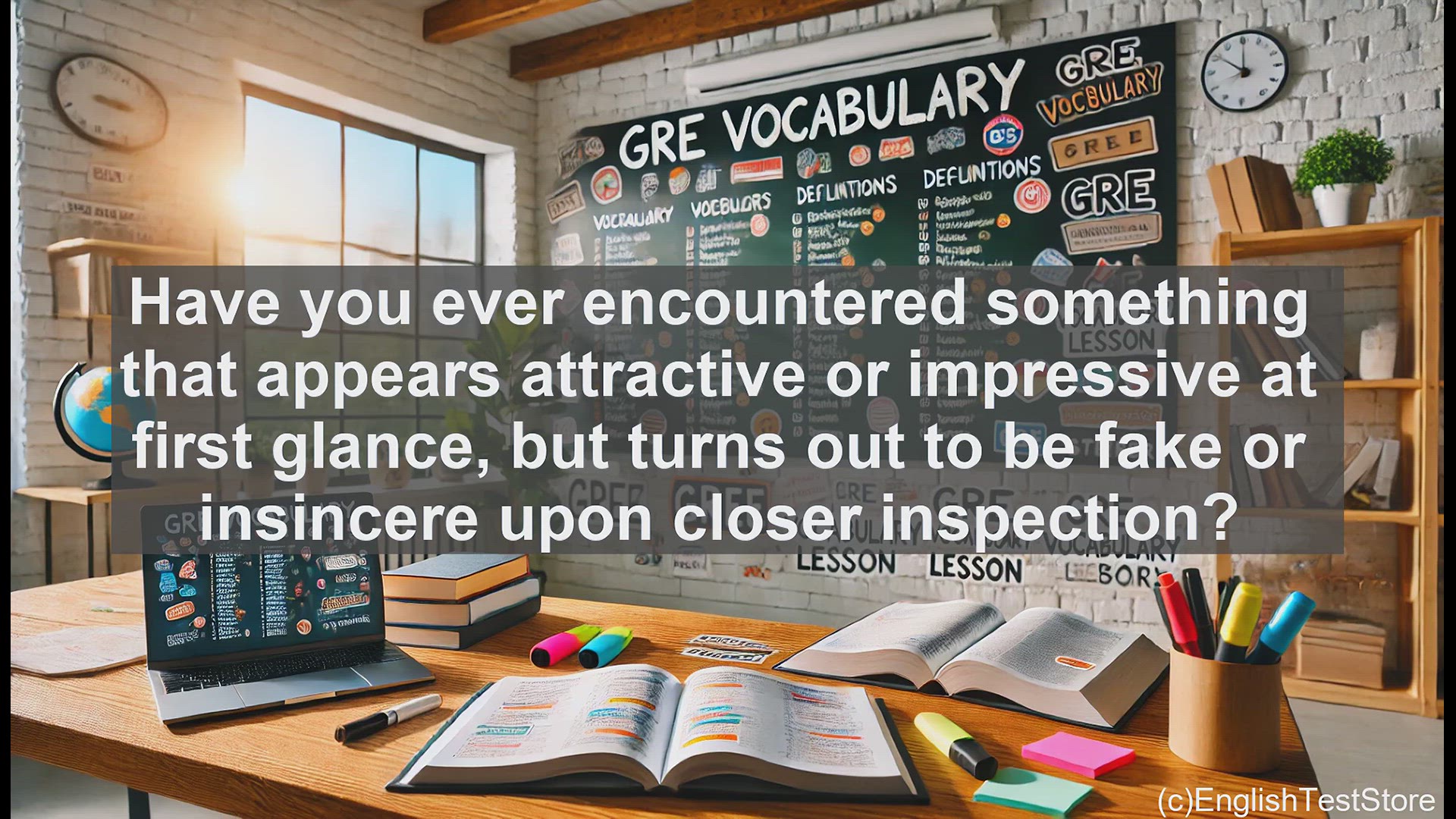 'Video thumbnail for GRE Vocabulary Lesson: Unmasking Meretricious Allure - Exploring the Deceptive Side of Attraction'