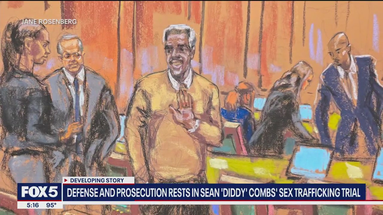 'Video thumbnail for Prosecution and defense both rest in Diddy trial'