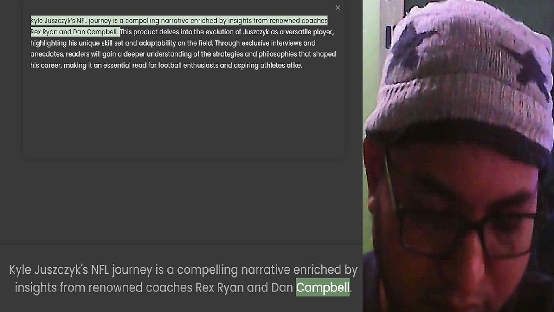 Video thumbnail for Kyle Juszczyk’s NFL journey is a compelling narrative enriched by insights from renowned coaches Rex Ryan and Dan Campbell. This product delves into the evolution of Juszczyk as a versatile player, highlighting his unique skill set and ad
