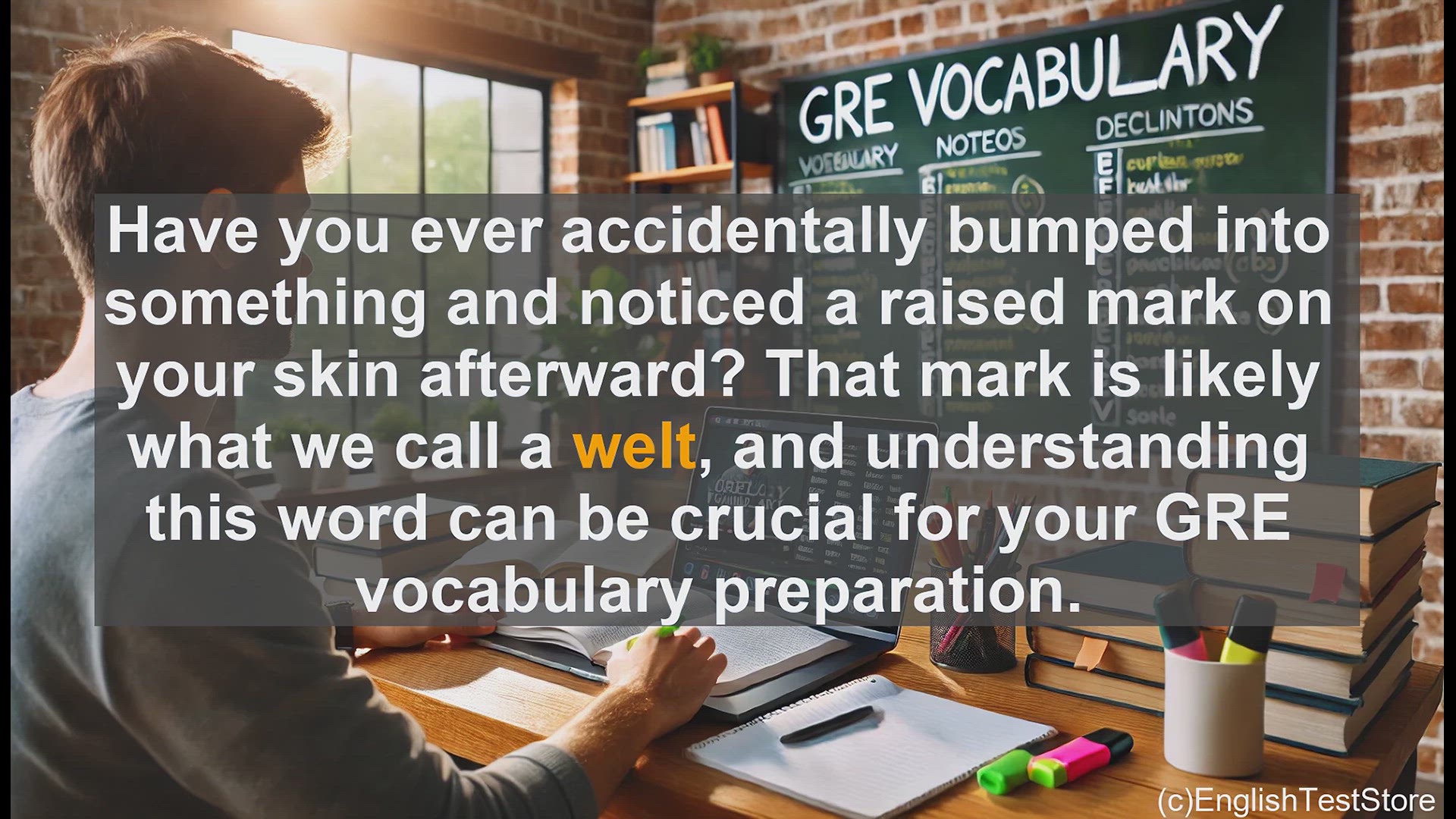 'Video thumbnail for GRE Vocabulary Lesson: Welt - Understanding a Raised Mark on the Skin'