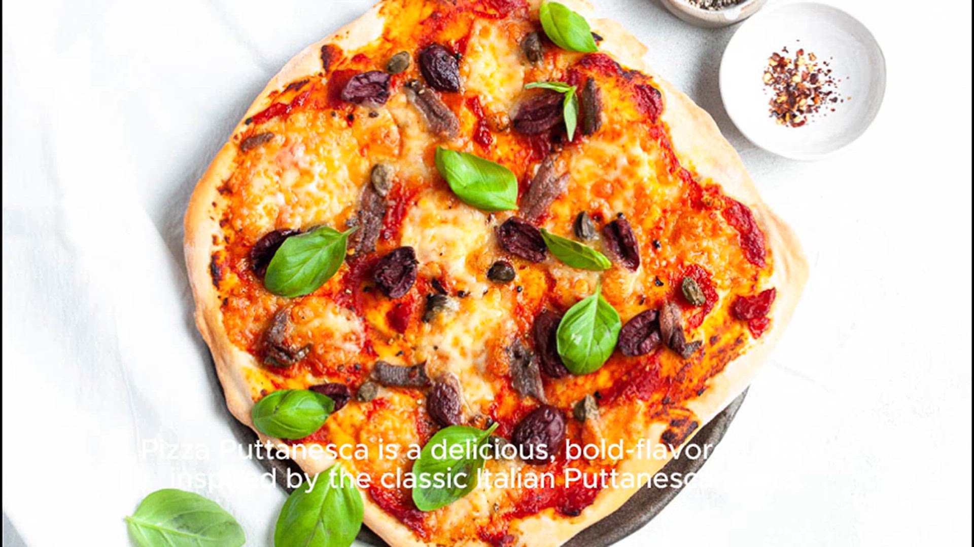 Video thumbnail for pizza puttanesca recipe