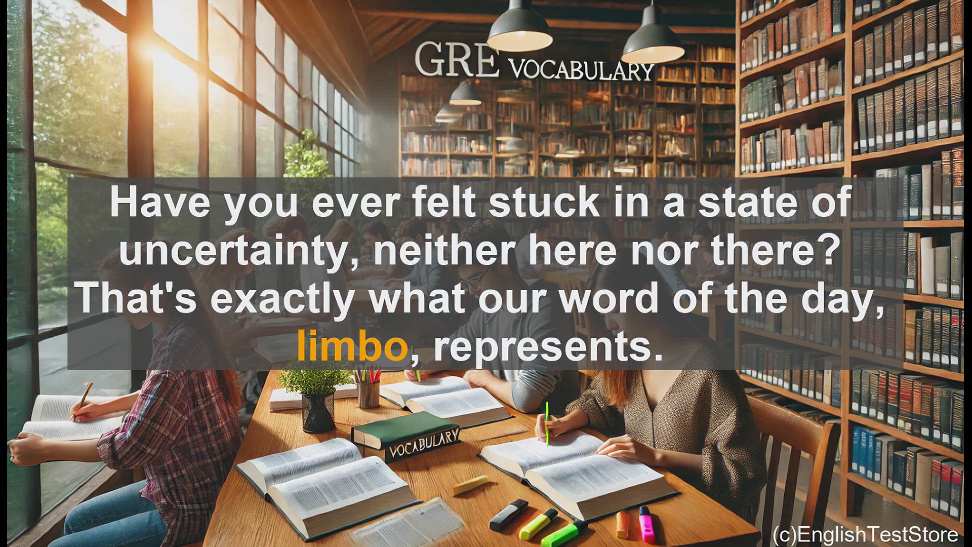 'Video thumbnail for GRE Vocabulary Lesson: Exploring the Meaning of Limbo - Navigating Uncertainty and Transition'