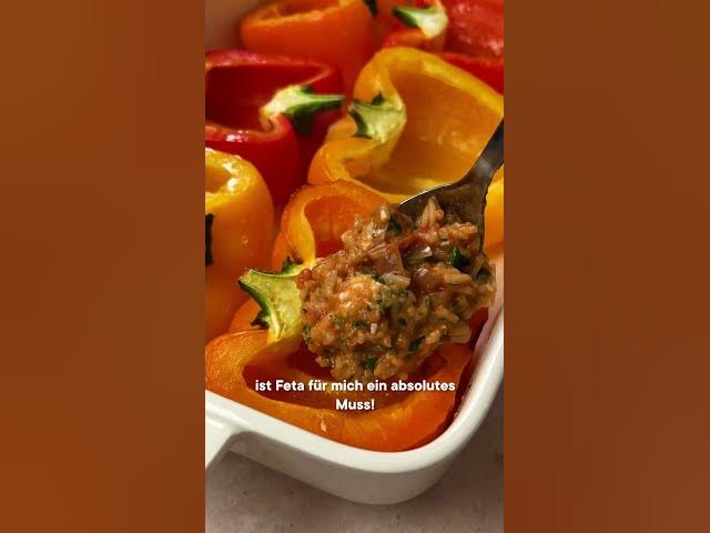 'Video thumbnail for Paprika mit vegetarischer Füllung aus Feta und Reis #shorts'