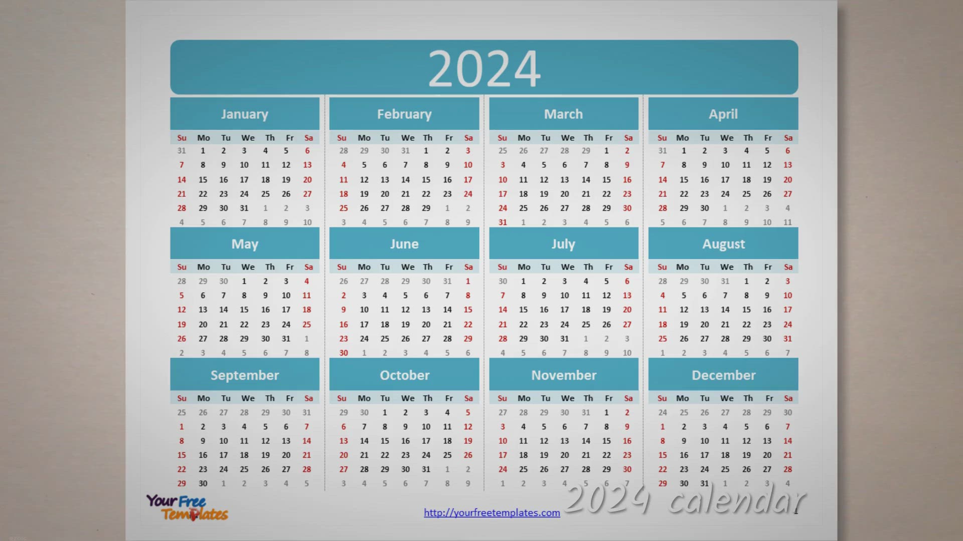 2024 Calendar PPT Template