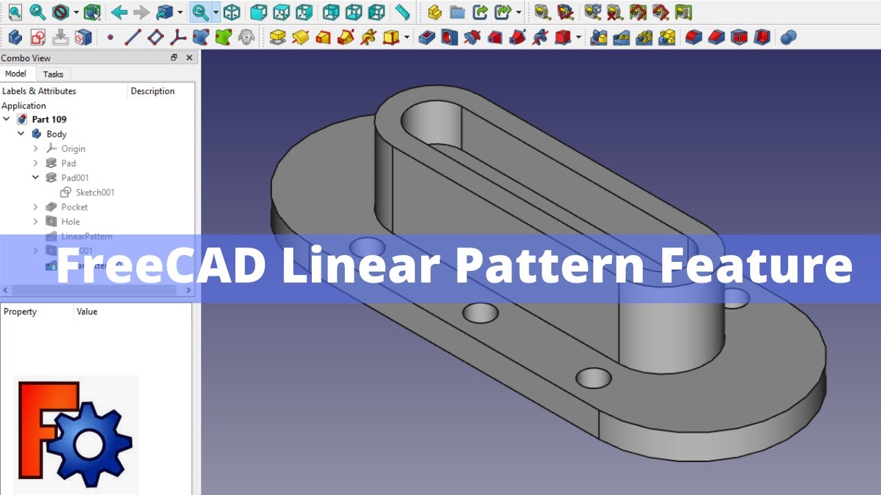 'Video thumbnail for FreeCAD Linear Pattern Feature | FreeCAD Tutorial | FreeCAD Beginner Tutorial | Mechnexus |'