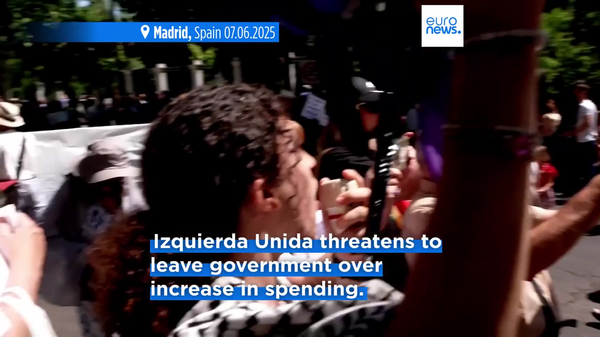 'Video thumbnail for Spanish left puts pressure on PM Sánchez: IU threatens to leave government over increase in defence spending'