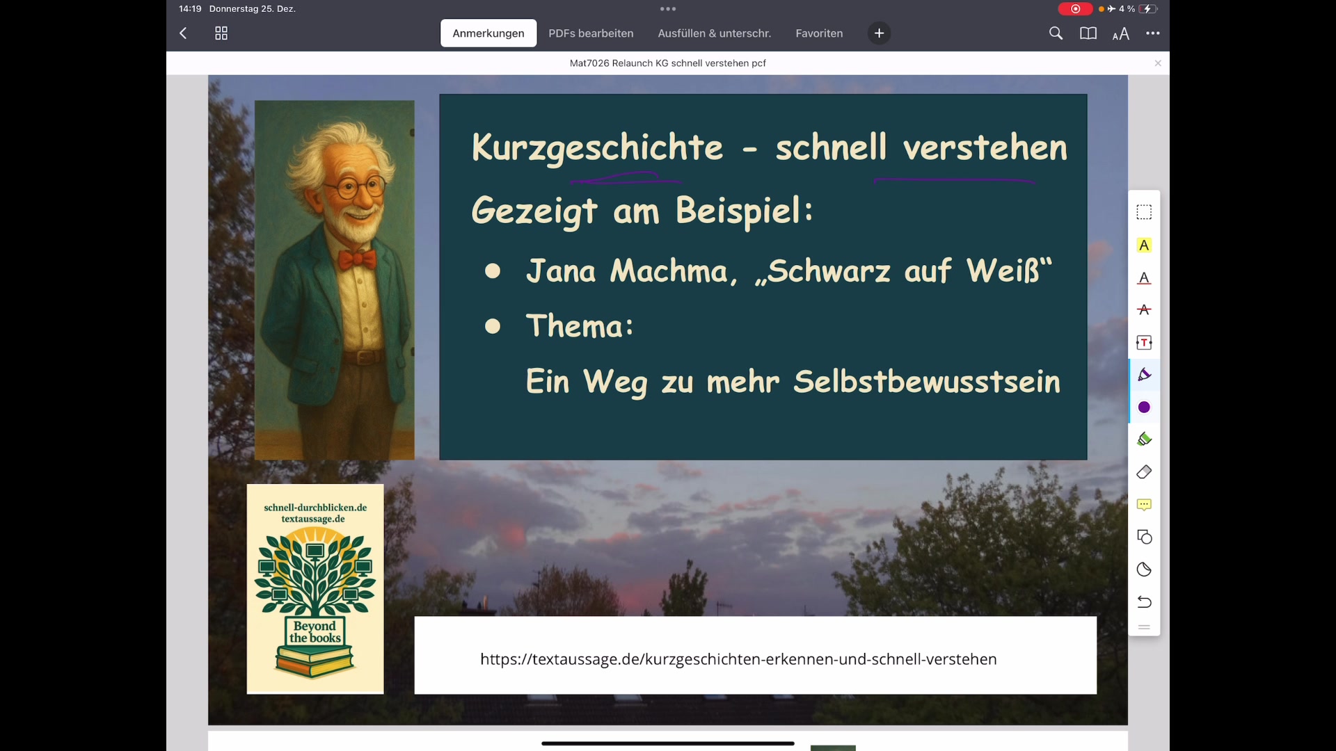 Video thumbnail for Kurzgeschichte - schnell verstehen - mit 4-Spalten-Tipp: Beispiel: Jana Machma, "Schwarz auf weiß"