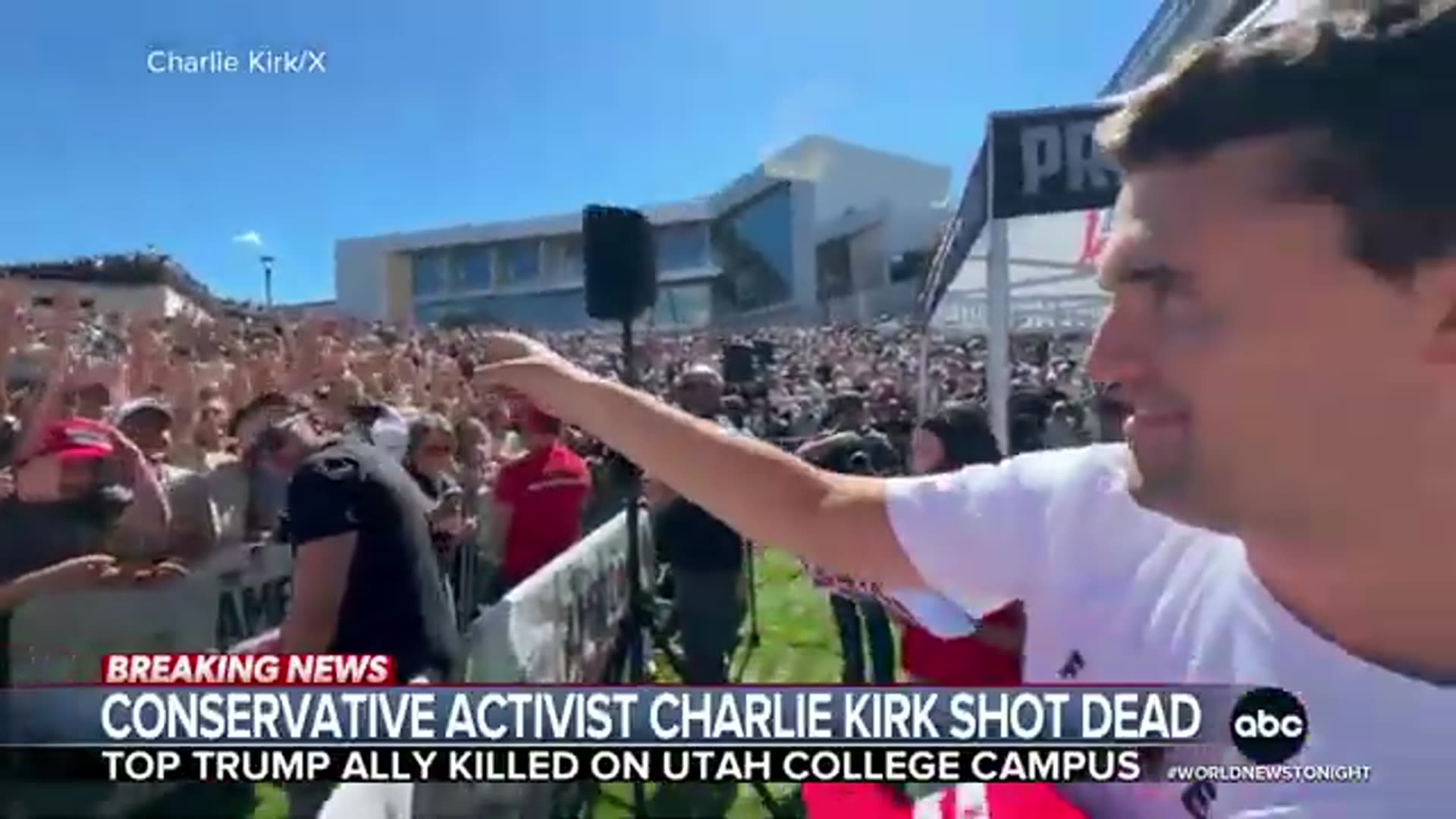Video thumbnail for Charlie Kirk Assassinated at Utah Campus — Sniper Attack Sparks Nationwide Manhunt