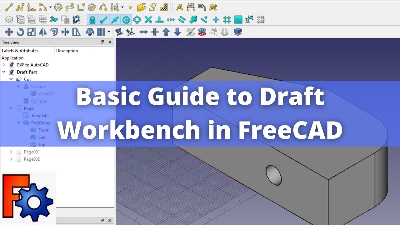 'Video thumbnail for Basic Guide to Draft Workbench in FreeCAD | FreeCAD | FreeCAD Part Tutorial | FreeCAD Draft |'