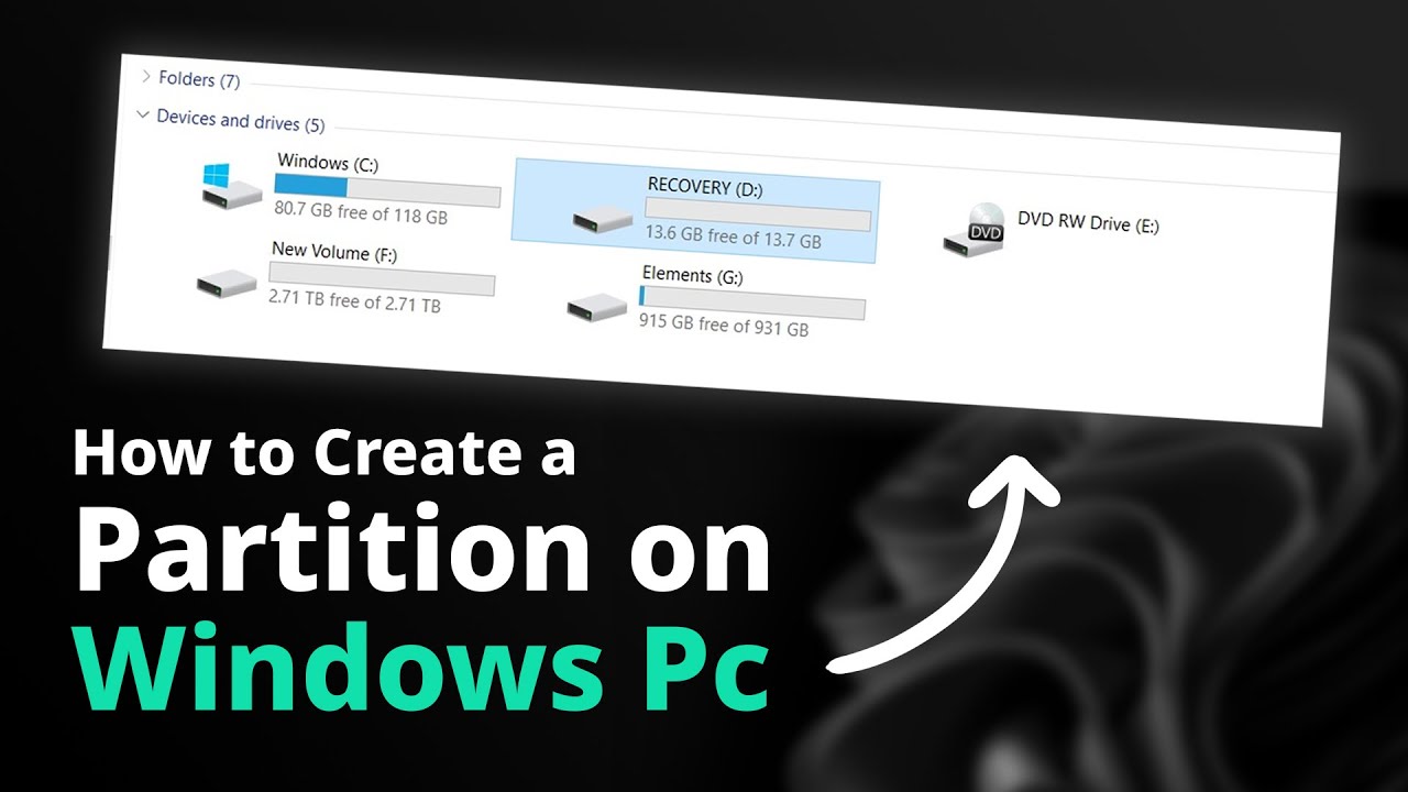 'Video thumbnail for How to Create Partition on Windows 10 _ Partition Hard Drives - 2023'