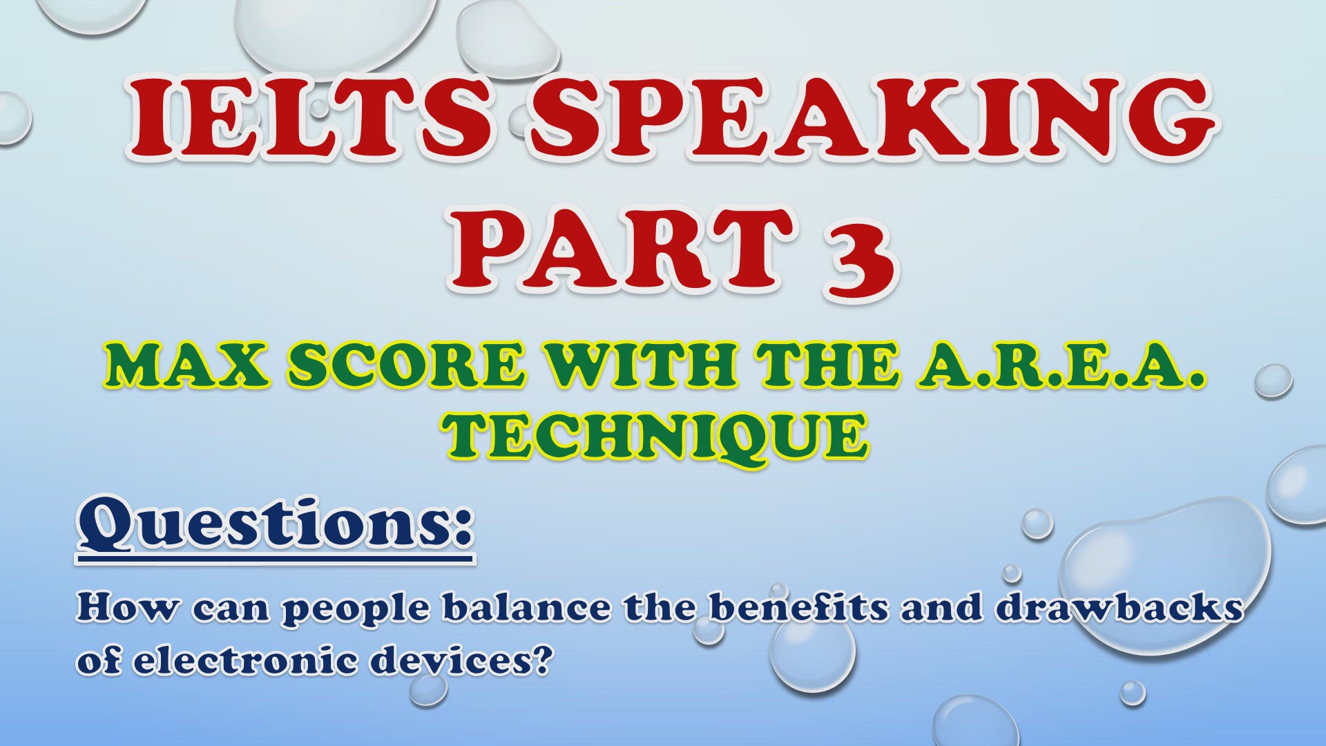 'Video thumbnail for How can people balance the benefits and drawbacks of electronic devices? - IELTS Speaking Part 3'