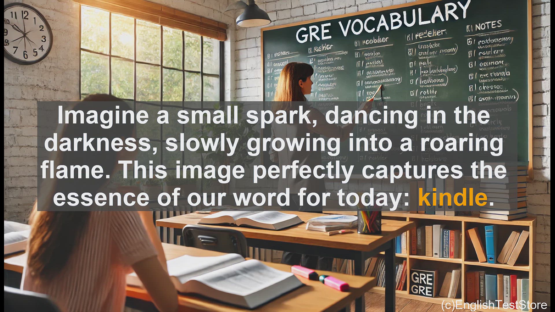 'Video thumbnail for GRE Vocabulary Lesson: Kindle - Igniting Passion and Inspiration'