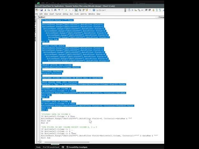 Video thumbnail for Excel Tips How To - VBA Dynamic Textbox Filter On A Selected Cell Column.