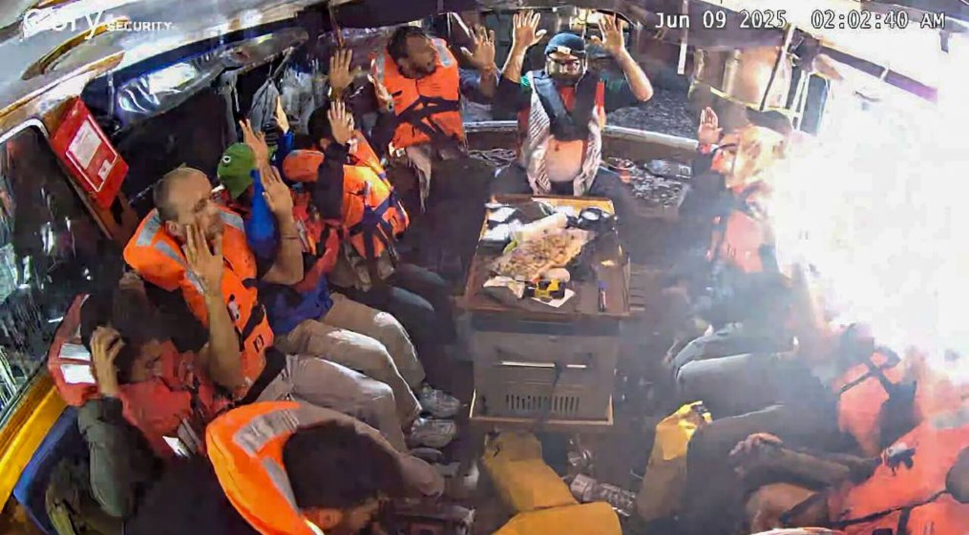 'Video thumbnail for Israeli military intercepts Gaza-bound aid ship, Madleen, activists face deportation'