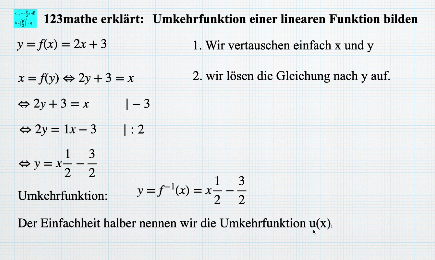 'Video thumbnail for Umkehrfunktion einer linearen Funktion bilden'