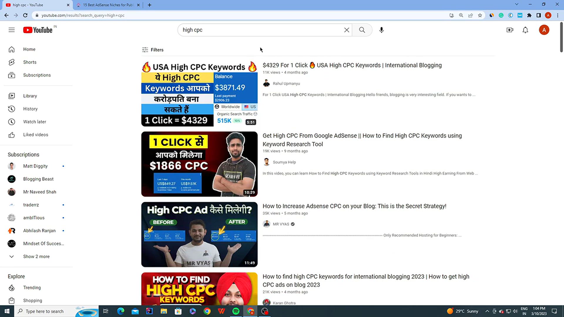 'Video thumbnail for High CPC Keywords, Niches कुछ नहीं होते सब जुठ है। किसकी को CPC नहीं मिलेगा'