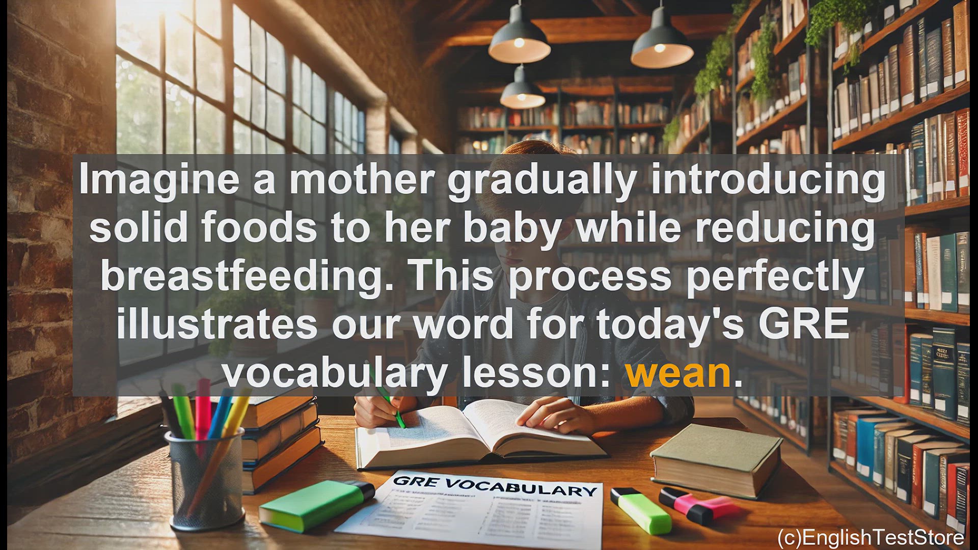 'Video thumbnail for GRE Vocabulary Lesson: Weaning - Transitioning from Dependency to Independence'