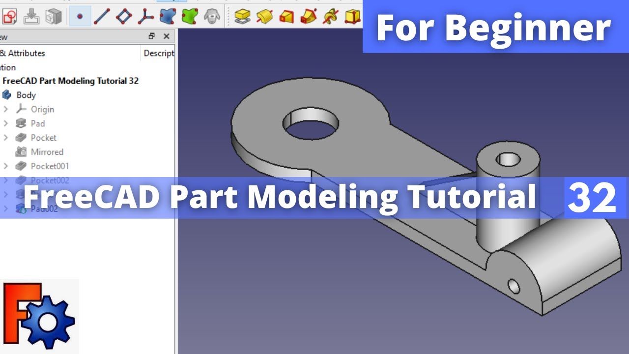 'Video thumbnail for FreeCAD Part Modeling Tutorial 32 | FreeCAD Tutorial | FreeCAD Part Design | Mechnexus |'