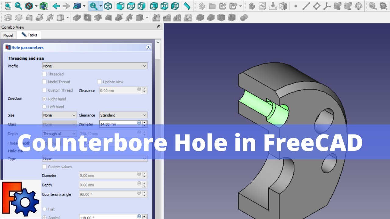 'Video thumbnail for How to Make Counterbore Hole in FreeCAD | FreeCAD Tutorial | FreeCAD Counterbore Hole |'