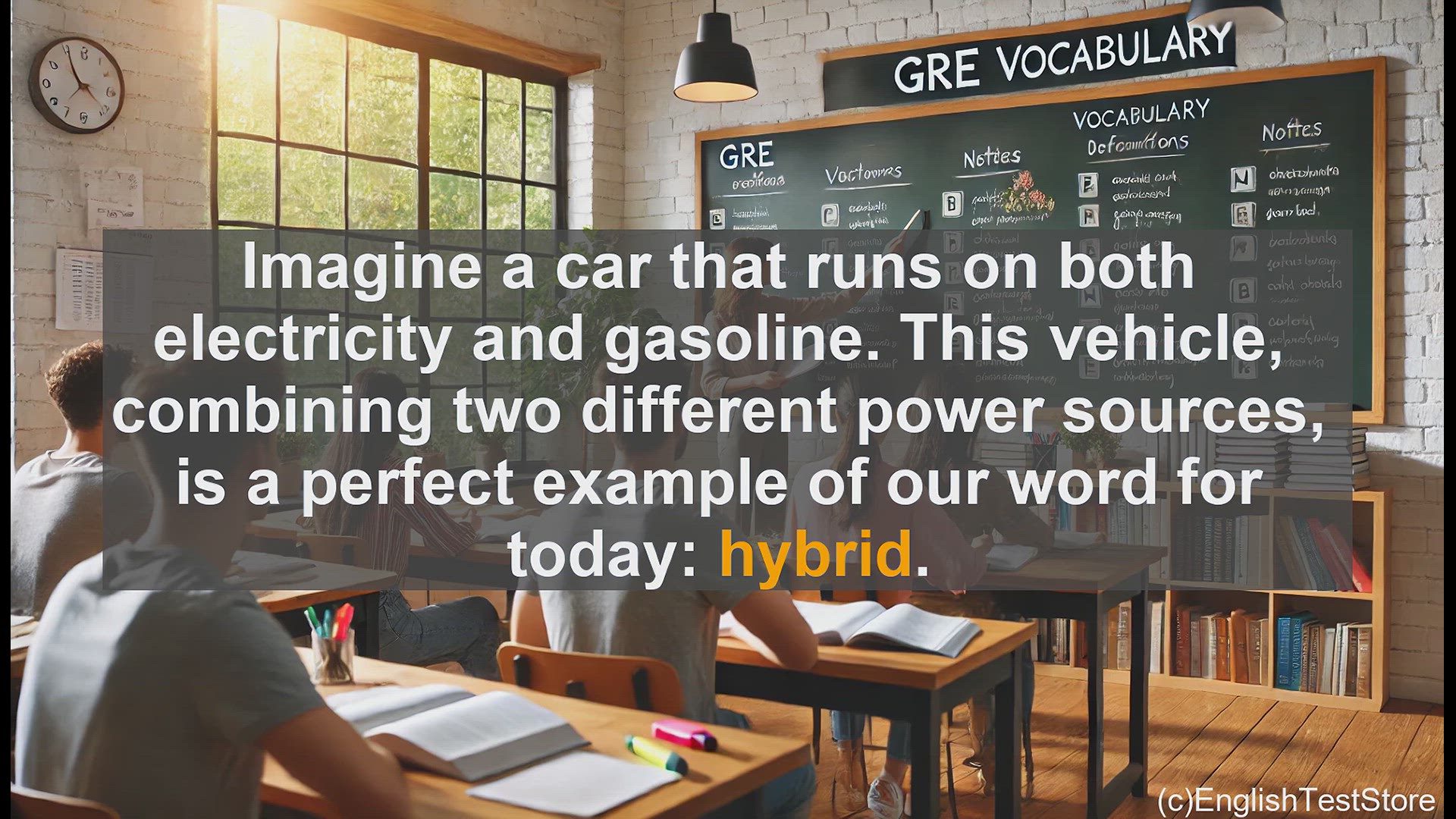 'Video thumbnail for GRE Vocabulary Lesson: Hybrid Power - Combining Electricity and Gasoline'