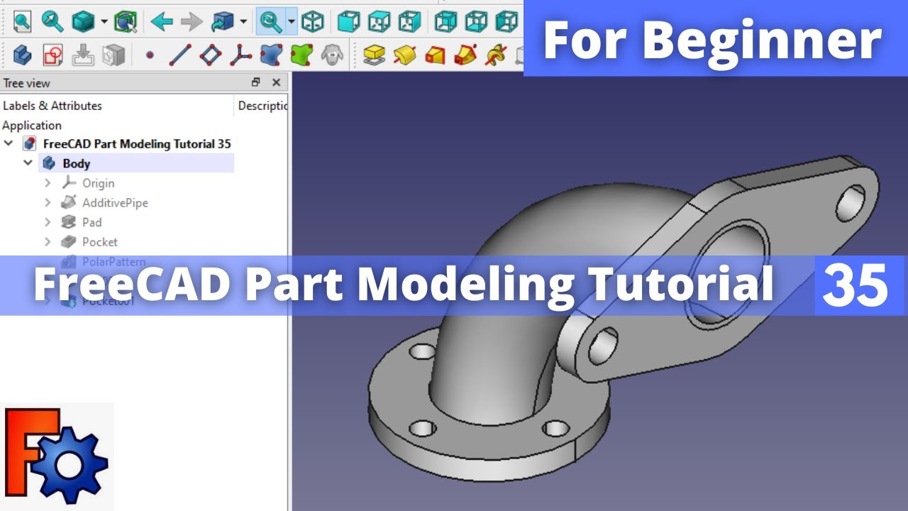 'Video thumbnail for FreeCAD Part Modeling Tutorial 35 | FreeCAD Tutorial | FreeCAD Part Design | Mechnexus |'
