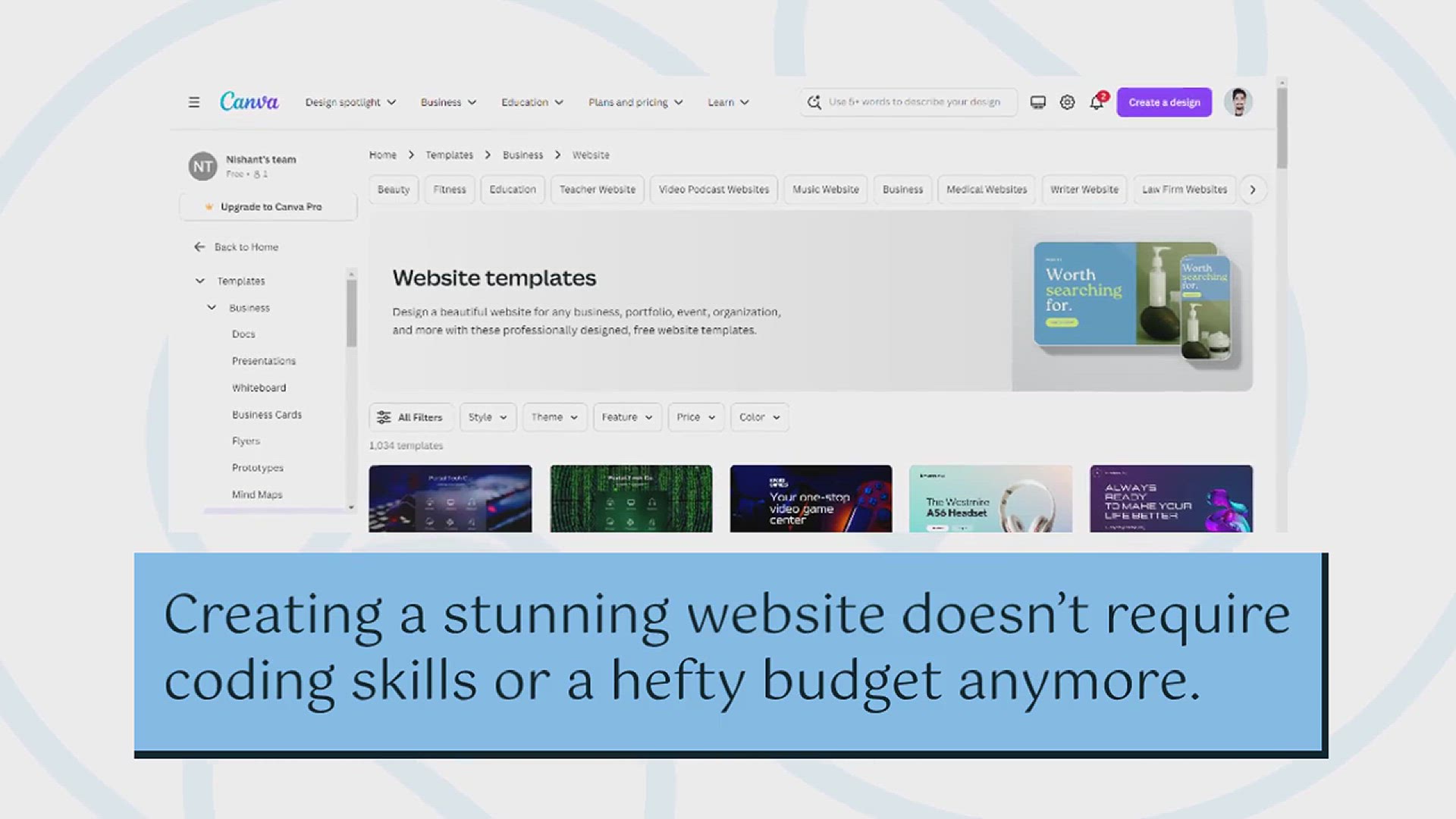 'Video thumbnail for How to Create and Launch a Website for Free Using Canva'
