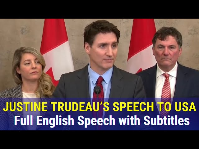 'Video thumbnail for ๐ Learn English with Justin Trudeauโs Speech to TRUMP Tariffs (English Subtitles)๐'