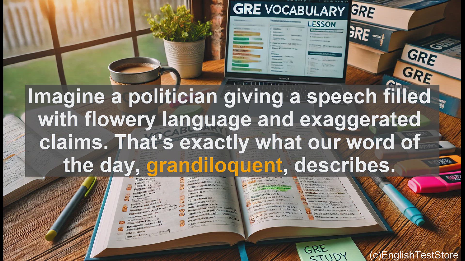 'Video thumbnail for GRE Vocabulary Lesson: Grandiloquent - Understanding Pompous Language'