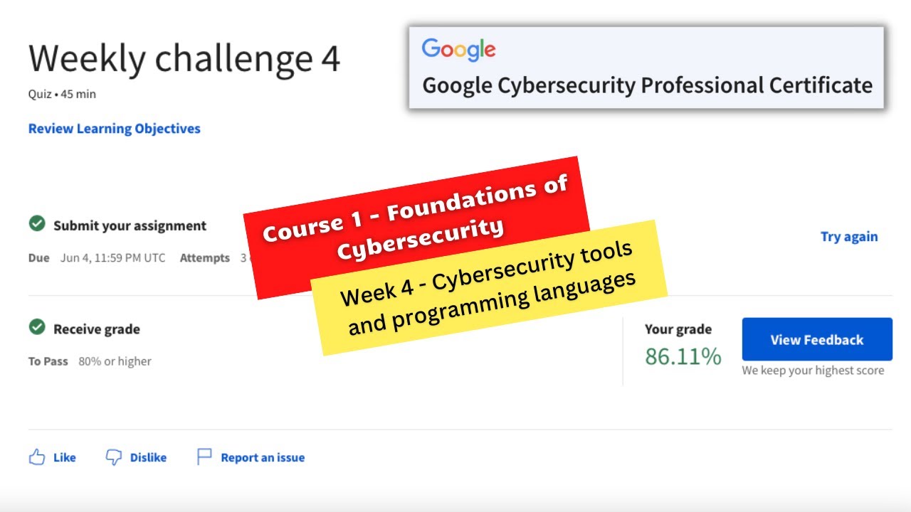 'Video thumbnail for foundations of cybersecurity coursera weekly challenge 4 answers || Google Cybersecurity'