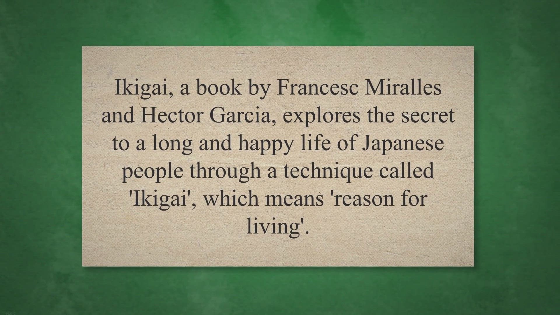 'Video thumbnail for Ikigai by Francesc Miralles and Hector Garcia'