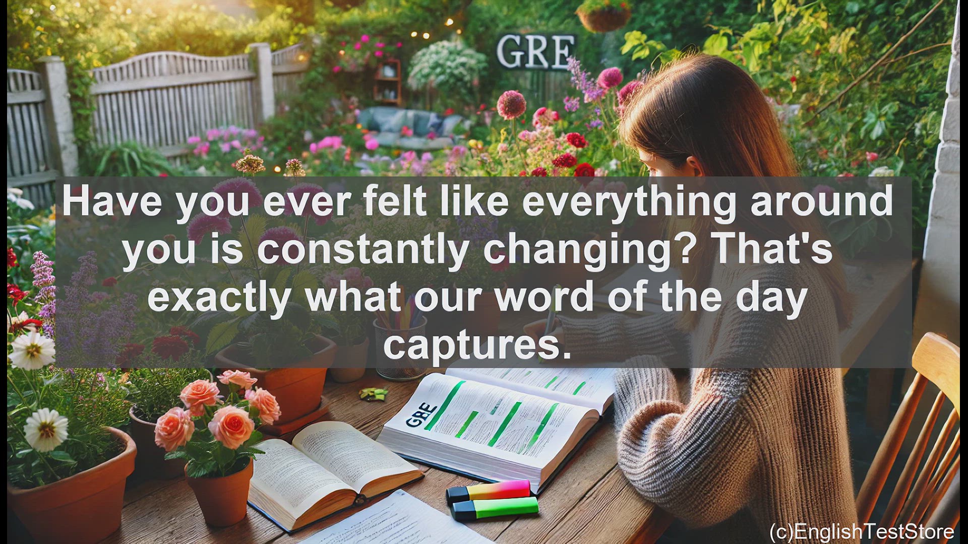 'Video thumbnail for GRE Vocabulary Lesson: Exploring the Concept of Flux - Embracing Continuous Change'
